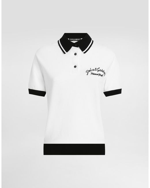 Dolce & Gabbana White Short Cotton Piqué Polo-Shirt With Dg Logo Embroidery