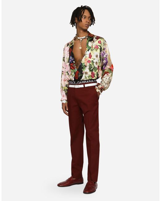 Camicia over seta stretch stampa fioriDolce & Gabbana in Seta da Uomo Uomo Abbigliamento da Camicie da Camicie casual e con bottoni 
