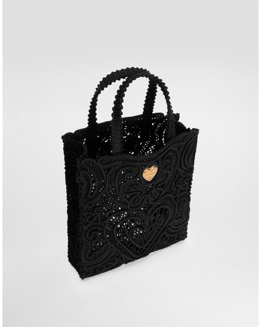 Dolce & Gabbana Black Small Cordonetto Lace Beatrice Bag
