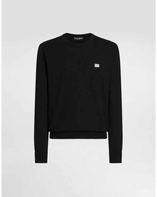 Dolce & Gabbana Black Cotton Round-Neck Sweater With Tag for men
