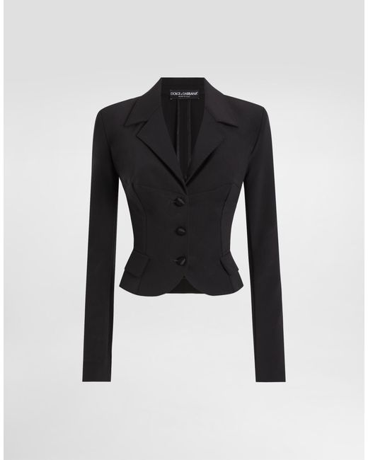 Dolce & Gabbana Black Short Single-Breasted Technical Cady Jacket