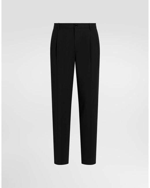Dolce & Gabbana Black Virgin Wool Trousers for men