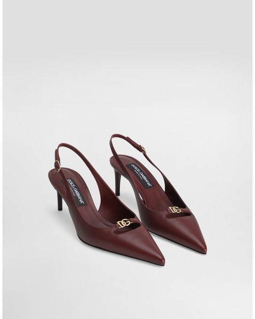 Dolce & Gabbana Pink Silk-Effect Nappa Leather Slingback