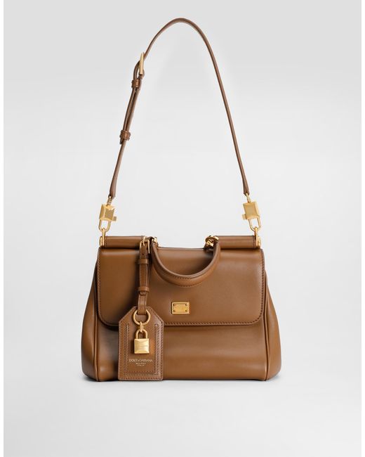 Dolce & Gabbana My Sicily Plongé Calfskin Bag Brown