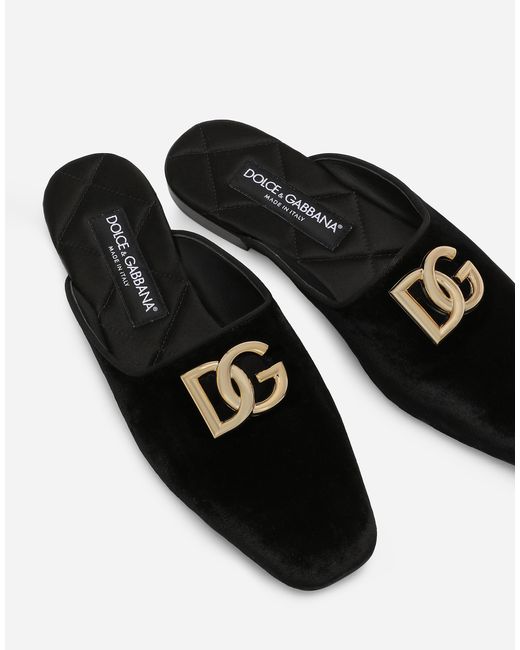 Dolce & Gabbana White Velvet Mules