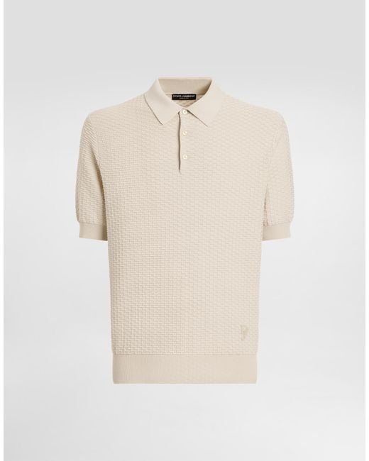 Dolce & Gabbana Natural Cotton Polo-Shirt With Embroidered Logo for men