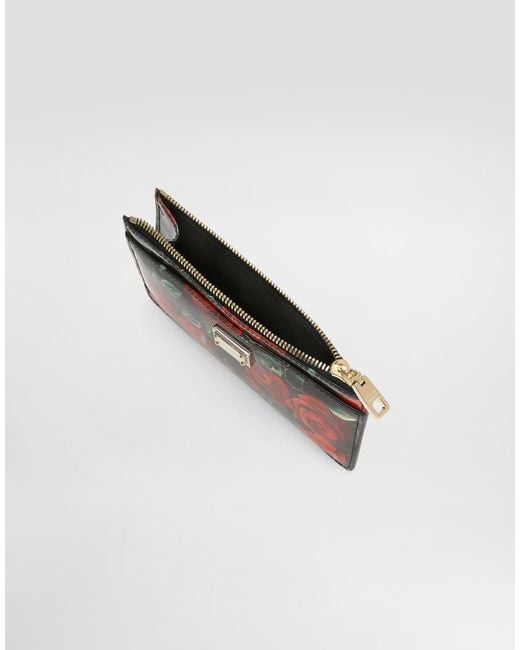 Dolce & Gabbana Red Wallet With Dauphine Rose Print