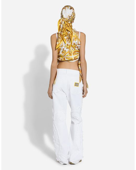 Dolce & Gabbana White Jeans With Stitching