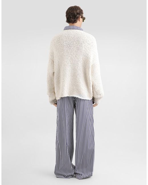 Dolce & Gabbana White Cotton-Blend Pullover for men