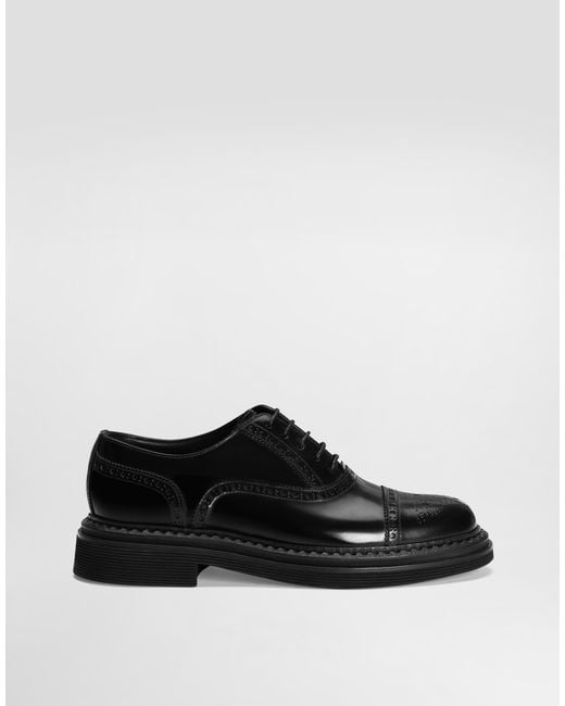 Dolce & Gabbana Black Brushed Calfskin Oxfords for men