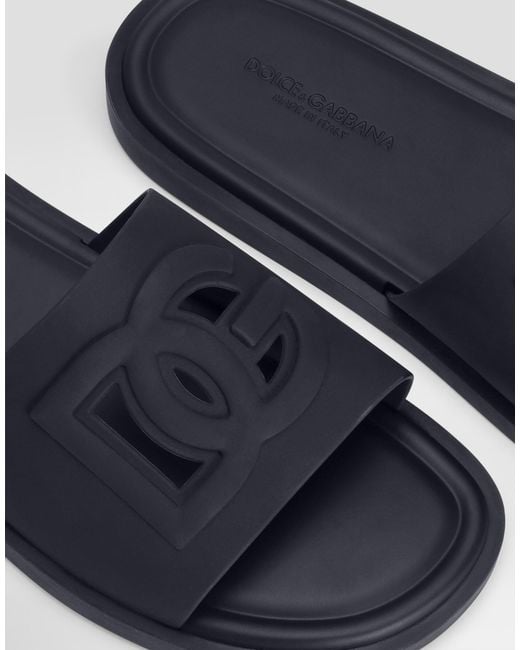 Dolce & Gabbana Blue Rubber Beachwear Slides for men