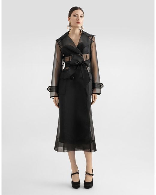 Dolce & Gabbana Black Technical Organza Trench Coat