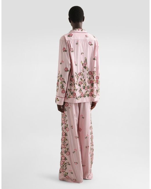 Dolce & Gabbana Pink Vanity Trousers With Embroidery for men
