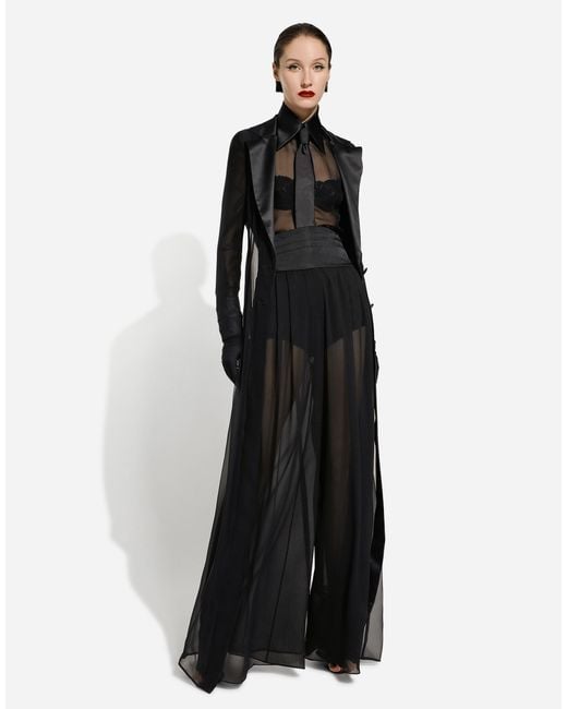 Dolce & Gabbana Black Silk Chiffon Duster Coat