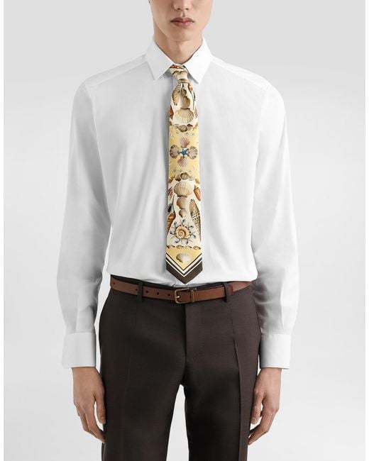 Dolce & Gabbana White Shell-Print Tie for men