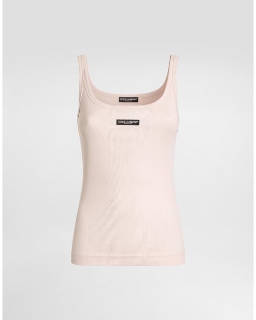 Dolce & Gabbana Pink Ribbed Tank Top�