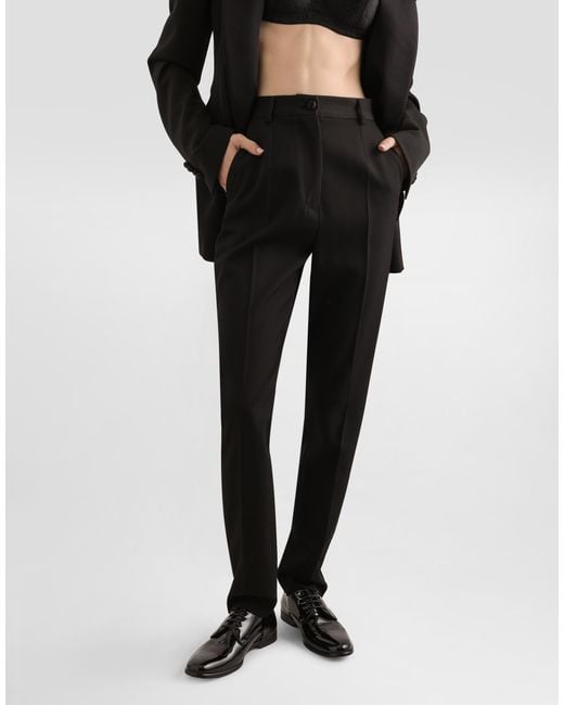 Dolce & Gabbana Black Tailored Woolen Tuxedo Pants