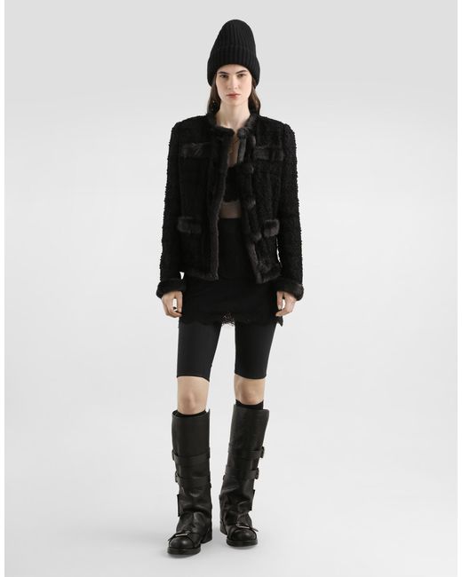 Dolce & Gabbana Black Single-Breasted Tweed Jacket