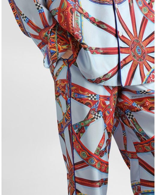 Dolce & Gabbana White Carretto-Print Vanity Twill Trousers for men