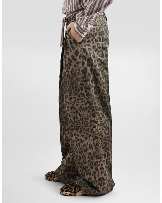 Dolce & Gabbana Multicolor Leopard- Jacquard Trousers for men