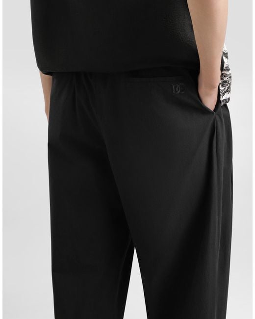 Dolce & Gabbana Black Poplin Trousers for men