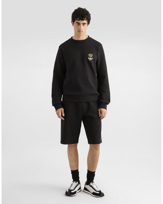 Dolce & Gabbana Jogging-Bermudas Jersey Mit Stickerei in Black für Herren