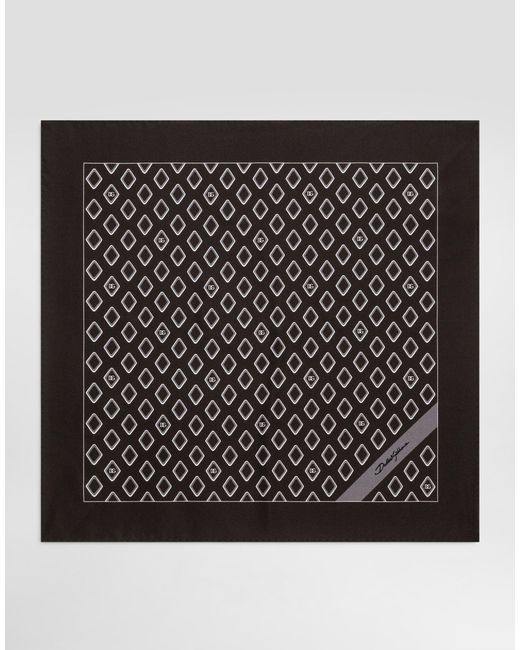 Dolce & Gabbana Silk Pocket Square With Micro-Design And Logo in Black für Herren