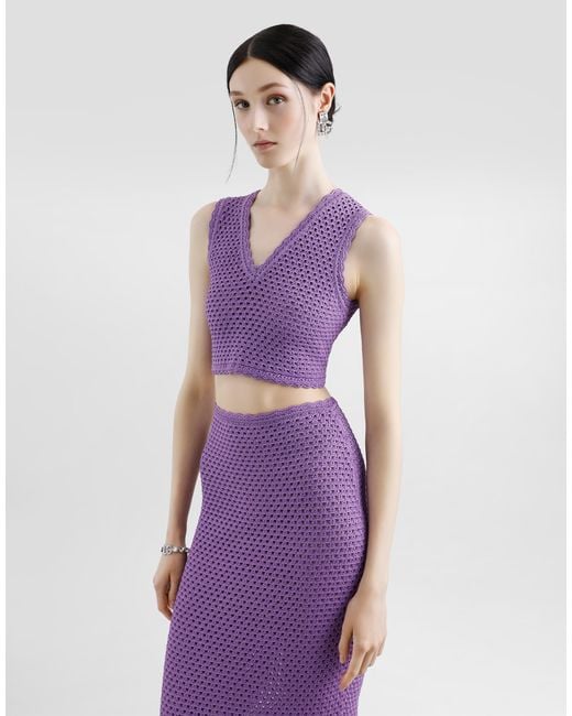 Top Corto De Punto De Ganchillo Dolce & Gabbana de color Purple
