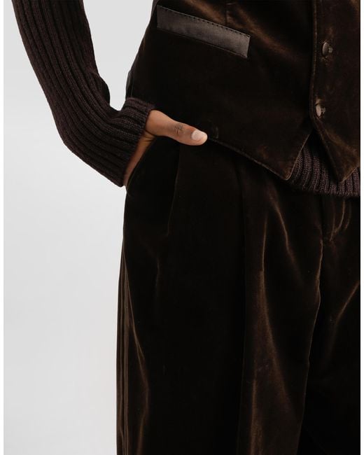 Dolce & Gabbana Smooth Velvet Trousers in Black für Herren