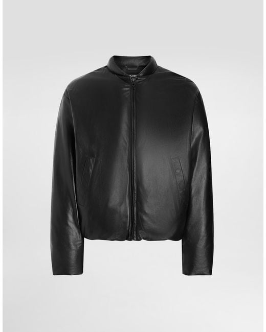 Dolce & Gabbana Black Padded Sheepskin Bomber Jacket for men