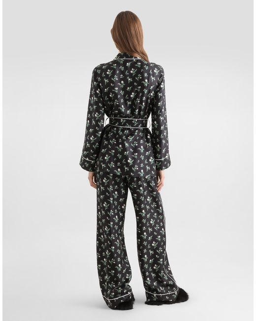 Dolce & Gabbana Multicolor Roses And Lilies Of The Valley-Print Twill Vanity Trousers