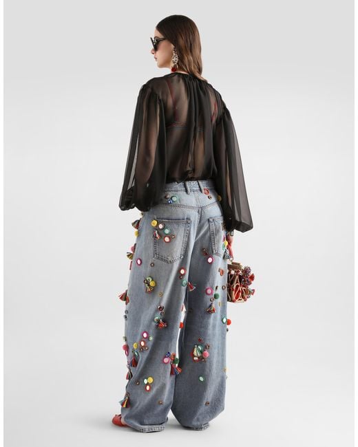 Dolce & Gabbana Black Silk Chiffon Top