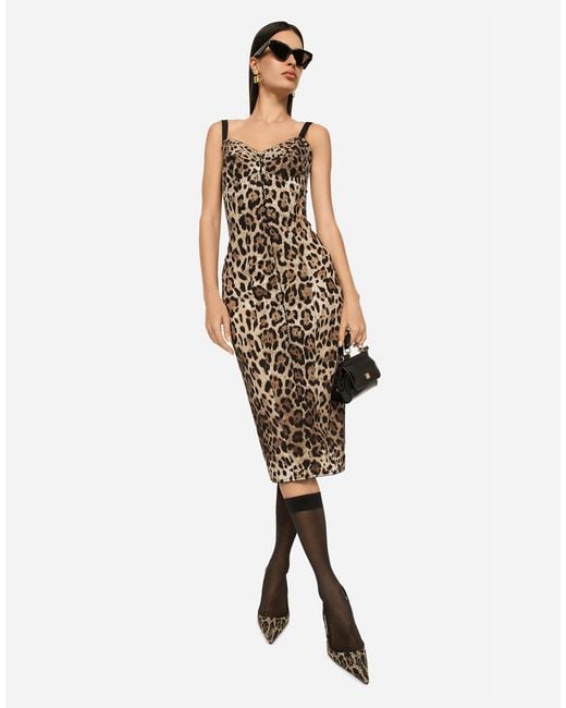 Dolce & Gabbana Brown Leopard-print Midi Dress