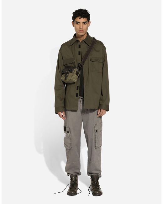 Dolce & Gabbana Green Cotton Shirt With Pockets for men