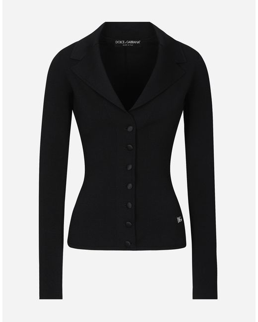 Chaqueta Corta En Punto De Viscosa Elástica Con Logotipo Dg Dolce & Gabbana de color Black