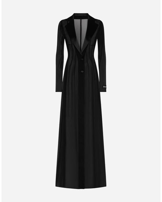 Dolce & Gabbana Black Silk Chiffon Duster Coat