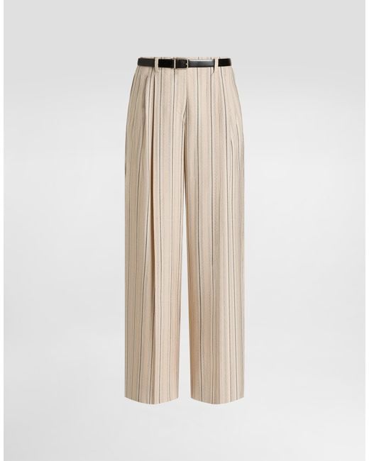Dolce & Gabbana Natural Regimental Pinstripe Trousers