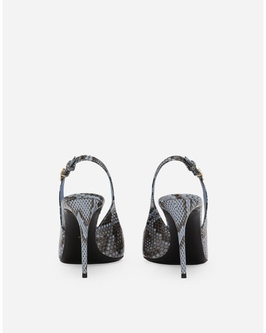 Dolce & Gabbana White Python Skin Slingbacks