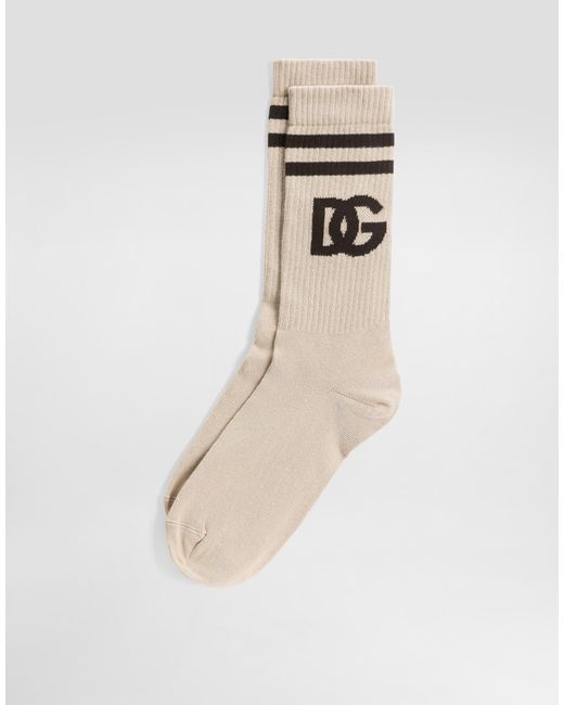 Dolce & Gabbana White Dg Logo Jacquard Shaved Sock for men