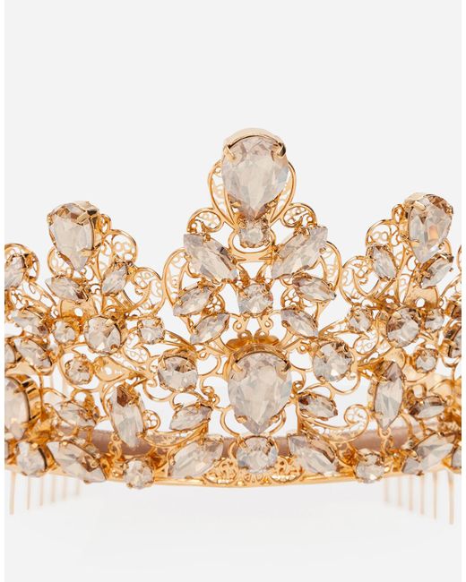 Dolce & Gabbana Velvet Tiara With Rhinestones in Metallic - Lyst