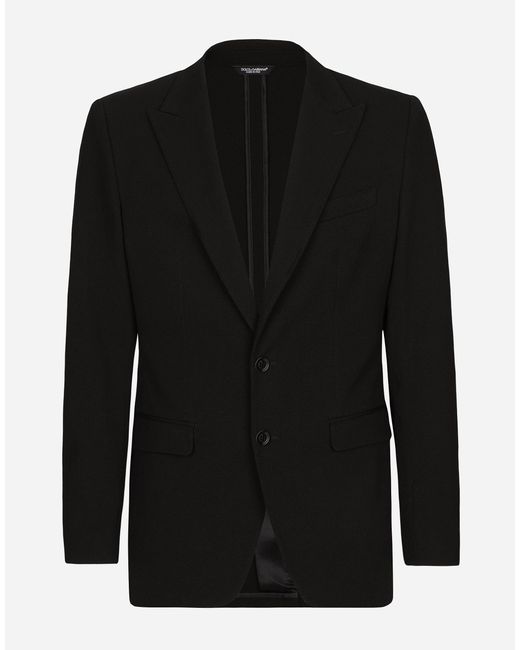 メンズ Dolce & Gabbana シングルブレストブレザー タオルミーナフィット ストレッチコットン Black