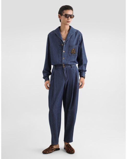 Dolce & Gabbana Blue Denim Shirt for men