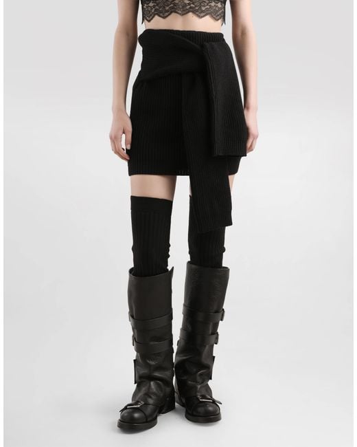 Dolce & Gabbana Black Gerippter Strickrock