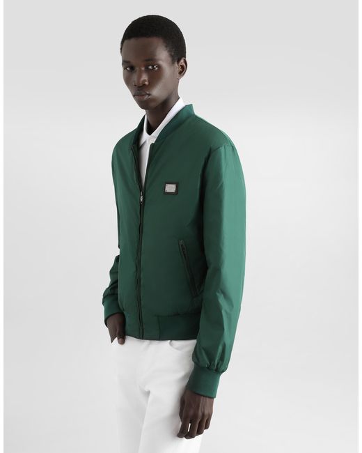 Dolce & Gabbana Green Nylon Jacket With Branded Tag for men