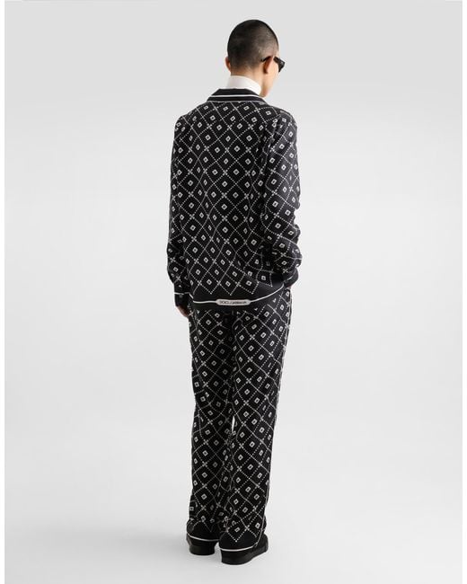 Dolce & Gabbana Black Dolce & Gabbana Silk Shirt With All-Over Logo Print for men