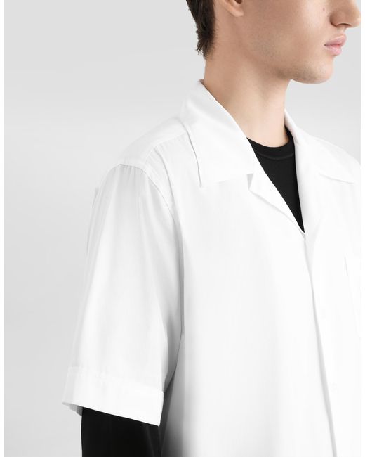 メンズ Dolce & Gabbana シャツ ハワイフィット コットン ロゴプレート White