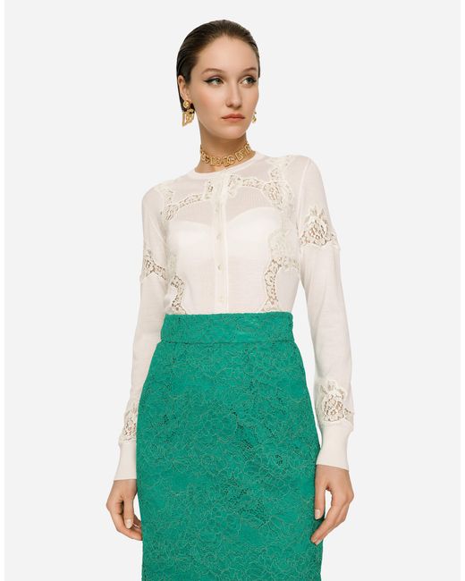 Dolce & Gabbana White Cashmere And Silk Cardigan