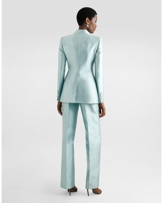 Dolce & Gabbana Blue Shantung Silk Trousers