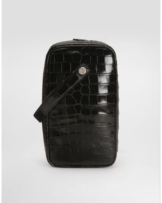 Dolce & Gabbana Black Lock Polished Alligator Handbag for men