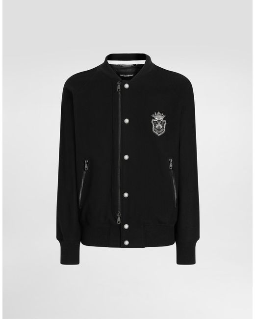Dolce & Gabbana Black Wool Jacket With Patch for men